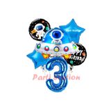 Parti Station Uzay Aracı Roket Konsept 3 Yaş Doğum Günü Balon Set PSUZYGALAKSİ-3