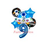 Parti Station Uzay Aracı Roket Konsept 9 Yaş Doğum Günü Balon Set PSUZYGALAKSİ-3