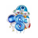 Parti Station Uzay Astronot Roket 8 Yaş Doğum Günü Balon Set PSURABS