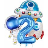 Parti Station Uzay Astronot Uzay Gemisi Roket 2 Yaş Balon Set Uzay Astronot Konsept Doğum Günü Set