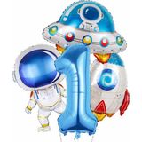 Parti Station Uzay Astronot Uzay Gemisi Roket Balon Set Yıldız Balon Folyo Set Konsept Doğum Günü Set Yaş Balon - Çok Renkli - 1