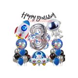 Parti Station Uzay Galaksi Astronot 3 Yaş Doğum Günü Balon Set PSUZAY