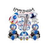 Parti Station Uzay Galaksi Astronot 7 Yaş Doğum Günü Balon Set PSUZAY