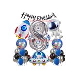 Parti Station Uzay Galaksi Astronot 8 Yaş Doğum Günü Balon Set PSUZAY