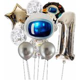Parti Station Uzay Galaksi Astronot Kozmik Balon Set Yıldız Balon Folyo Set Konsept Doğum Günü Set Yaş Balon Set - Çok Renkli - 1