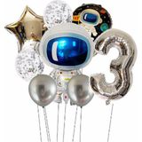 Parti Station Uzay Galaksi Astronot Kozmik Balon Set Yıldız Balon Folyo Set Konsept Doğum Günü Set Yaş Balon Set - Çok Renkli - 3