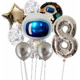 Parti Station Uzay Galaksi Astronot Kozmik Balon Set Yıldız Balon Folyo Set Konsept Doğum Günü Set Yaş Balon Set - Çok Renkli - 8