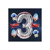 Parti Station Uzay Gümüş 3 Yaş Doğum Günü Galaksi Balon Set PS-UZAY-G