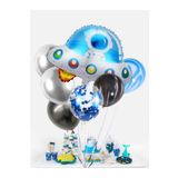 Parti Station Uzay Konsept Balon Set Uzay Aracı ve Astronot Balon Buketi Doğum Günü Balon Set