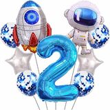 Parti Station Uzay Kozmik Galaksi Astronot Roket Balon Set Yıldız Balon Folyo Set Konsept Doğum Günü Set Yaş Balon - Çok Renkli - 2
