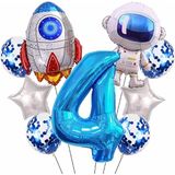 Parti Station Uzay Kozmik Galaksi Astronot Roket Balon Set Yıldız Balon Folyo Set Konsept Doğum Günü Set Yaş Balon - Çok Renkli - 4