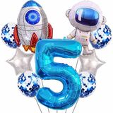 Parti Station Uzay Kozmik Galaksi Astronot Roket Balon Set Yıldız Balon Folyo Set Konsept Doğum Günü Set Yaş Balon - Çok Renkli - 5