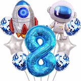 Parti Station Uzay Kozmik Galaksi Astronot Roket Balon Set Yıldız Balon Folyo Set Konsept Doğum Günü Set Yaş Balon - Çok Renkli - 8