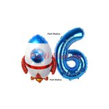 Parti Station Uzay Roketi Lacivert 6 Yaş Doğum Günü Balon Set PSUZAY-4