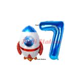 Parti Station Uzay Roketi Lacivert 7 Yaş Doğum Günü Balon Set PSUZAY-4