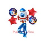 Parti Station Uzay Roketi Yıldızlı 4 Yaş Doğum Günü Balon Set PSUZAY-3