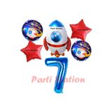 Parti Station Uzay Roketi Yıldızlı 7 Yaş Doğum Günü Balon Set PSUZAY-3