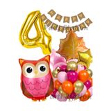 Parti Station Woodland Baykuş Temalı 4 Yaş Folyo Balon Seti Doğum Günü Dekorasyonu