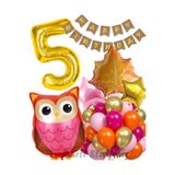 Parti Station Woodland Baykuş Temalı 5 Yaş Folyo Balon Seti Doğum Günü Dekorasyonu