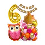 Parti Station Woodland Baykuş Temalı 6 Yaş Folyo Balon Seti Doğum Günü Dekorasyonu