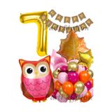 Parti Station Woodland Baykuş Temalı 7 Yaş Folyo Balon Seti Doğum Günü Dekorasyonu