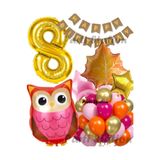Parti Station Woodland Baykuş Temalı 8 Yaş Folyo Balon Seti Doğum Günü Dekorasyonu