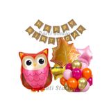 Parti Station Woodland Baykuş Temalı Yaşsız Folyo Balon Seti Doğum Günü Dekorasyonu