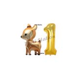 Parti Station Woodland Geyik Gold 1 Yaş Rakam Balon Set PSCEYL-3
