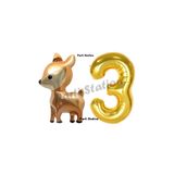 Parti Station Woodland Geyik Gold 3 Yaş Rakam Balon Set PSCEYL-3
