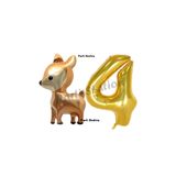 Parti Station Woodland Geyik Gold 4 Yaş Rakam Balon Set PSCEYL-3