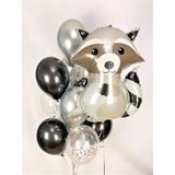 Parti Station Woodland Konsept Rakun Balon Set Rakun Balon Buketi Raccoon Balloon Doğum Günü Balon Set