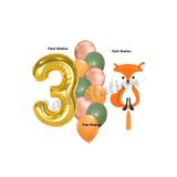 Parti Station Woodland Tilki Gold 3 Yaş Doğum Günü Balon Set PSTİLKİ-3