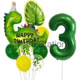 Parti Station Yeşil Dinozor Konsept 3 Yaş Balon Set Jurassic Dinozor Tema Doğum Günü Folyo Balon Set