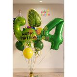 Parti Station Yeşil Dinozor Konsept 4 Yaş Balon Set Dinozor Tema Doğum Günü Folyo Balon Set