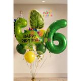 Parti Station Yeşil Dinozor Konsept 6 Yaş Balon Set Dinozor Tema Doğum Günü Folyo Balon Set