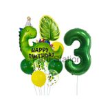 Parti Station Yeşil Dinozor Temalı 3 Yaş Folyo Balon Seti Doğum Günü Dekorasyonu
