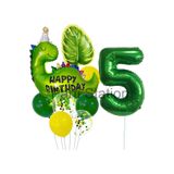 Parti Station Yeşil Dinozor Temalı 5 Yaş Folyo Balon Seti Doğum Günü Dekorasyonu
