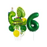 Parti Station Yeşil Dinozor Temalı 6 Yaş Folyo Balon Seti Doğum Günü Dekorasyonu