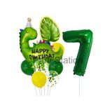 Parti Station Yeşil Dinozor Temalı 7 Yaş Folyo Balon Seti Doğum Günü Dekorasyonu