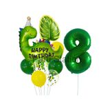 Parti Station Yeşil Dinozor Temalı 8 Yaş Folyo Balon Seti Doğum Günü Dekorasyonu