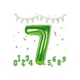 Parti Station Yeşil Folyo Balon Yedi 7 Rakam 76cm PSYESİL