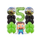 Parti Station Yeşil Rakam Balonlu Konsept Doğum Günü Konsepti 1 Yaş Balon Set Yeşil Siyah Balon Set