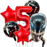 Parti Station Zehirli Öfke Venom 5 Yaş Doğum Günü Balon Set Venom Kırmızı Konsept Doğum Günü Parti Balon Set