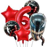 Parti Station Zehirli Öfke Venom 6 Yaş Doğum Günü Balon Set Venom Kırmızı Konsept Doğum Günü Parti Balon Set