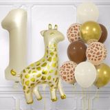 Parti Station Zürafa 1 Yaş Balon Folyo Set Konsept Doğum Günü Set Yaş Balon Set