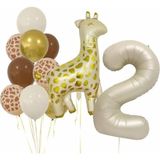 Parti Station Zürafa 2 Yaş Balon Folyo Set Konsept Doğum Günü Set Yaş Balon Set
