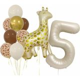 Parti Station Zürafa 5 Yaş Balon Folyo Set Konsept Doğum Günü Set Yaş Balon Set