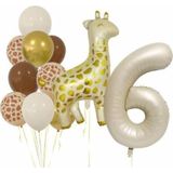 Parti Station Zürafa 6 Yaş Balon Folyo Set Konsept Doğum Günü Set Yaş Balon Set