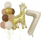Parti Station Zürafa 7 Yaş Balon Folyo Set Konsept Doğum Günü Set Yaş Balon Set