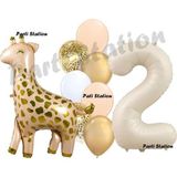 Parti Station Zürafa Balon Set Safari Zürafa 2 Yaş Balon Set Sevimli Zürafa Ve Krem Rakam Balon Doğum Günü Set